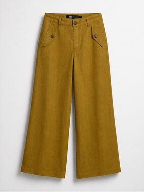 KUT From The Kloth Meg Wide-Leg Linen Blend Pants in Mustard (170)